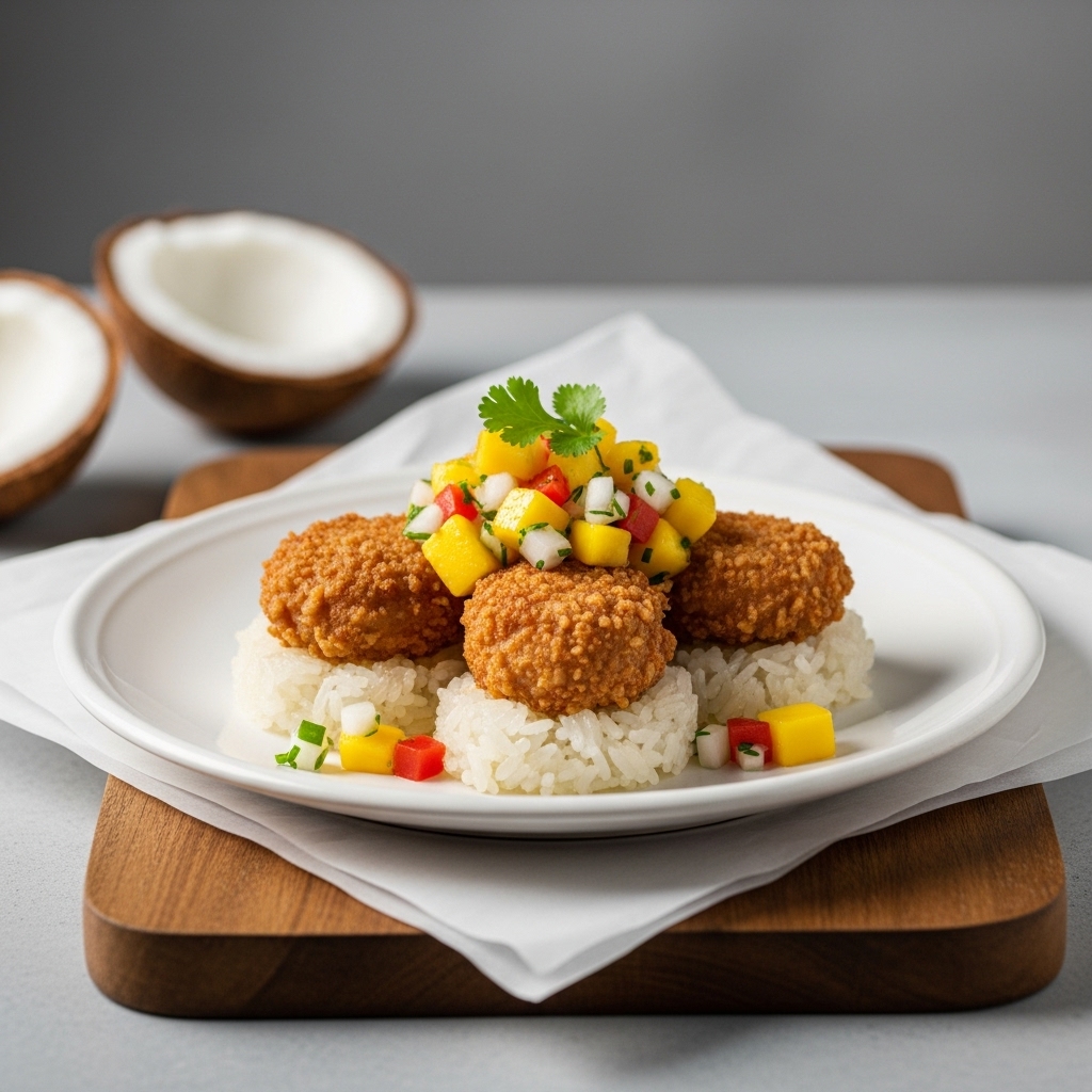 🌟 “Heavenly Thai Coconut Sticky Rice Bites with Mango Salsa” 🌟